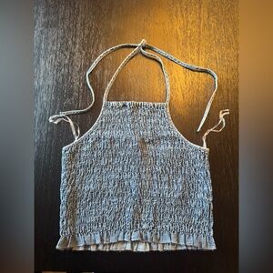 American Eagle Outfitters Denim Blue Halter Top (Worn Once, Like NEW)